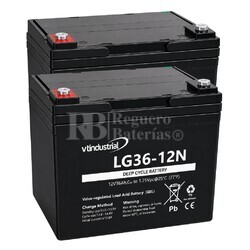 2 Baterias LG36-12N Movilidad  | GEL 12 Voltios 36 Amperios VT